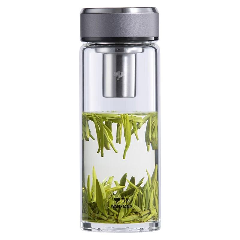 WANXIANG Portable Borosilicate Glass Water Bottle with Tea Infuser
