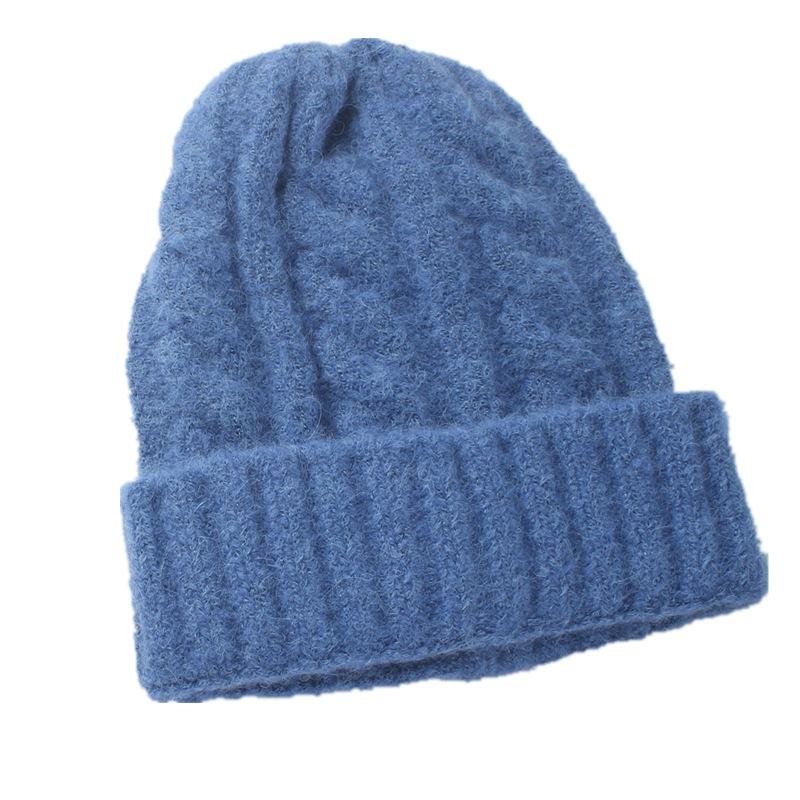 Autumn and Winter Fried Dough Twists Knitted Hat Fashion Solid Hat Smooth Board Versatile Thickened Pullover Hat