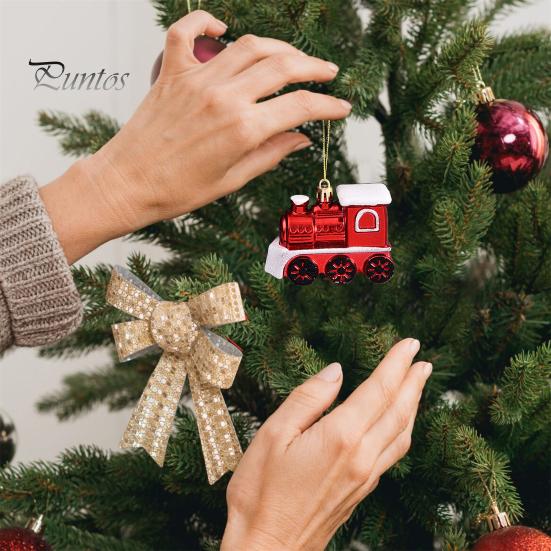 

Рождественское подвесное украшение с красной звездой, многоразовый ботинок, костыль, маленький локомотив, украшение для рождественской елки, кулон, подарок для вечеринки, праздничный декор