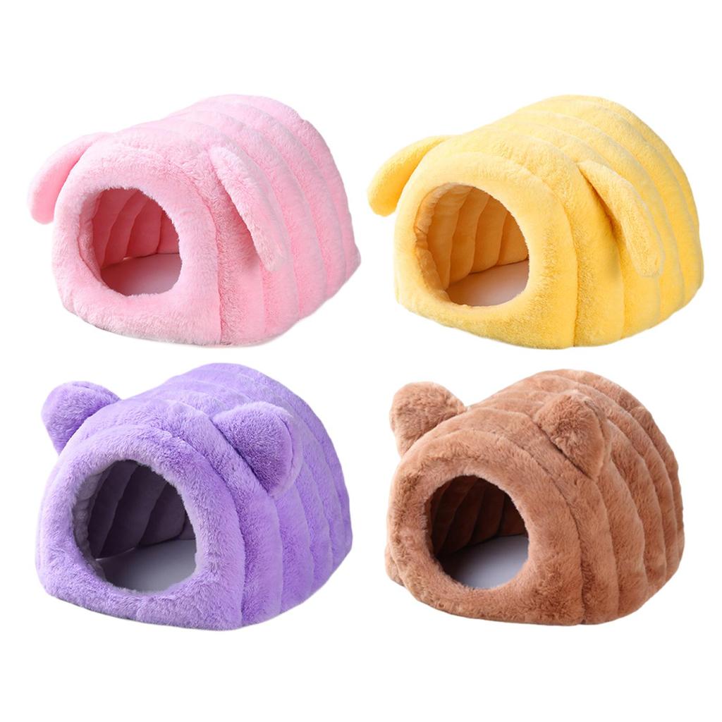 Semi Enclosed Hamster Bed Cave House Soft Velvet Shelter Warm Nest for Small Pet Habitat