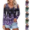 Blusa de mujer con cuello en V, informal, sexy, con hombros descubiertos y manga larga