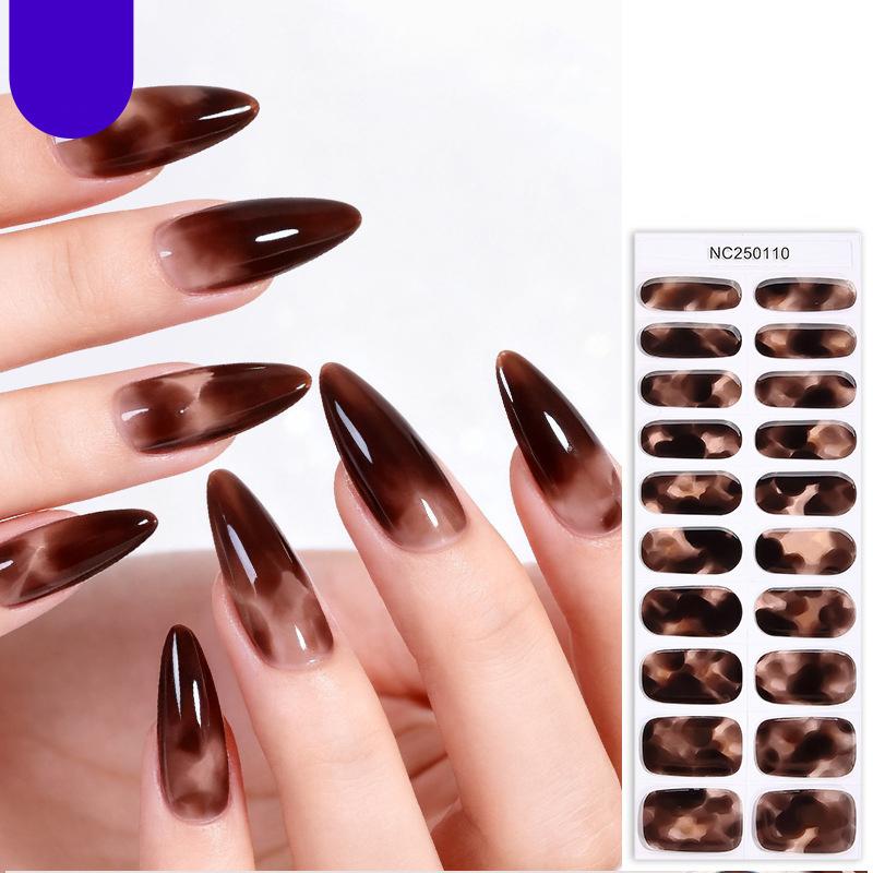 Best Seller New Leopard Print Semi-Cured Gel Nail Stickers French-style Gel UV Nail Stickers