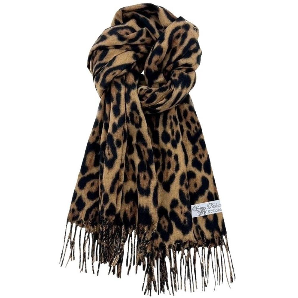 Thickened Cashmere Scarf Imitation Cashmere Winter Scarf Fashion Leopard Scarf Women S:180*32cm