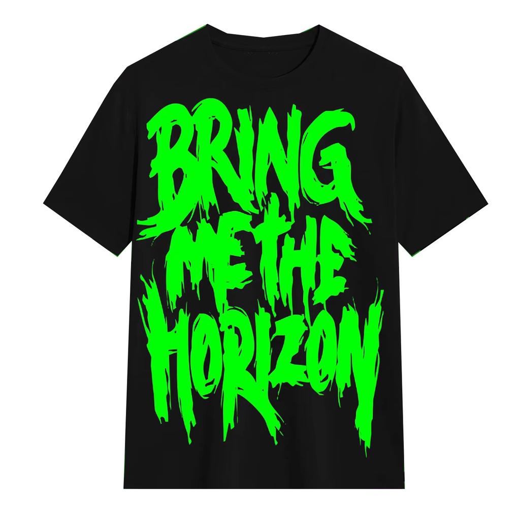 2026 Summer Fashion Trendy Tee Bring Me The Horizon Black Metal Casual T-Shirt Men's and Women's Band Top Loose Cozy and Versatile
