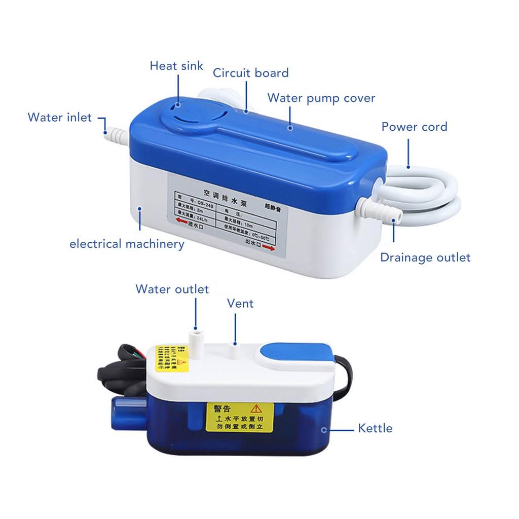 Mini Split HVAC Condensate Pump Air Conditioner Automatic Drain Pump Portable Air Conditioner Condensate Pump AC110‑240V 24L/h