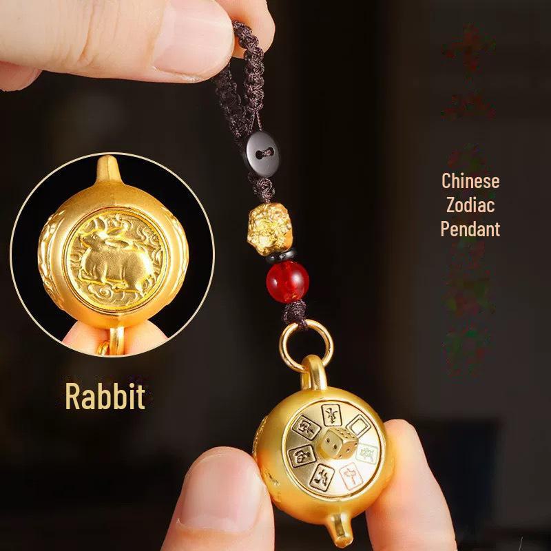 Drehendes Glück Chinesisches Tierkreiszeichen Teekanne Schlüsselanhänger Anhänger