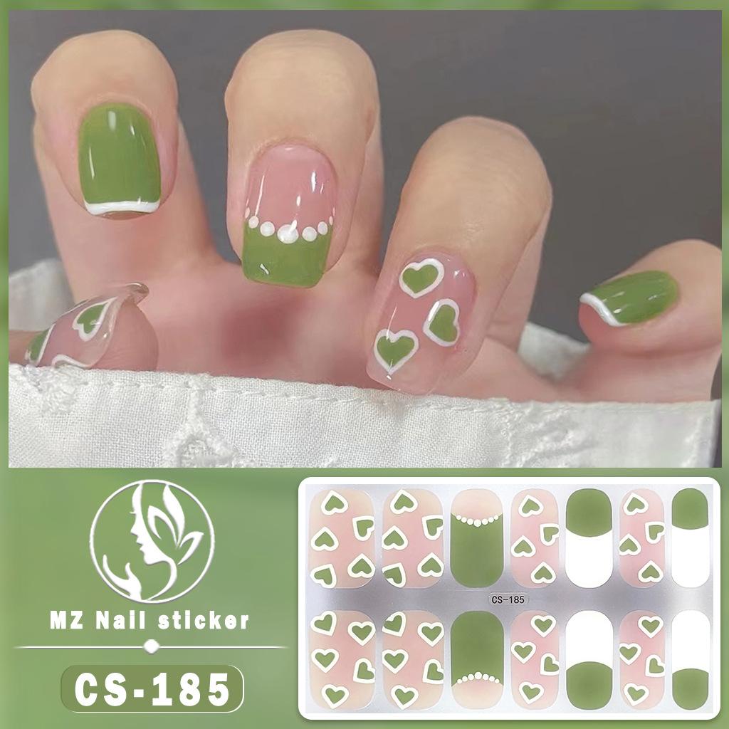 CS Waterproof No-Cure Gel Nail Wraps, Full Cover Japanese & Korean Style Heart Pattern Nail Stickers, Nail Patch Films