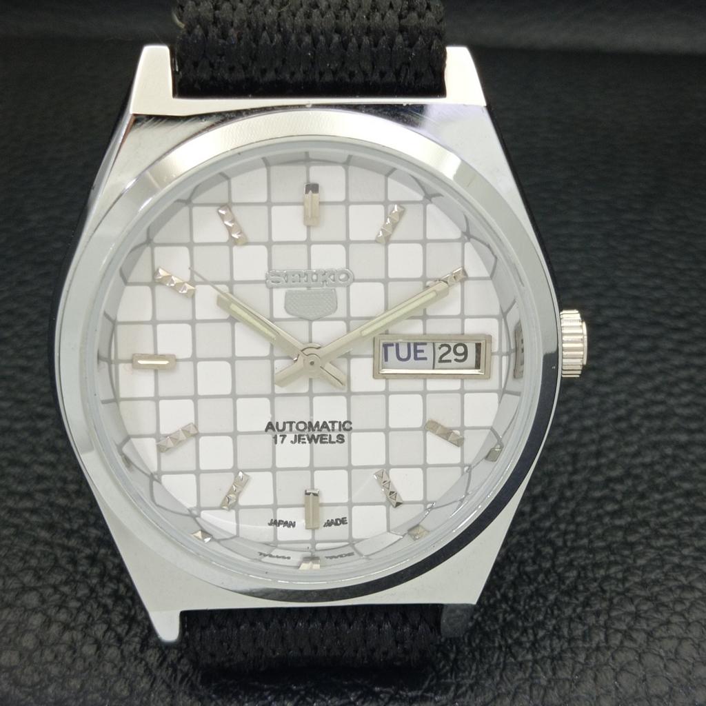 REFURBISHED SEIKO 5 AUTOMATIC MENS WATCH JAPAN MADE WHITE DIAL CUSTOM A440063-2 QV90-a440063
