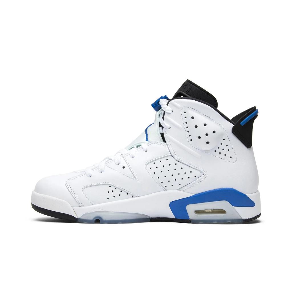 Air Jordan 6 Retro 'Sport Blue' 2014 (Unisex) White / Sport Blue-Black Vintage Basketball Shoes 384664 107