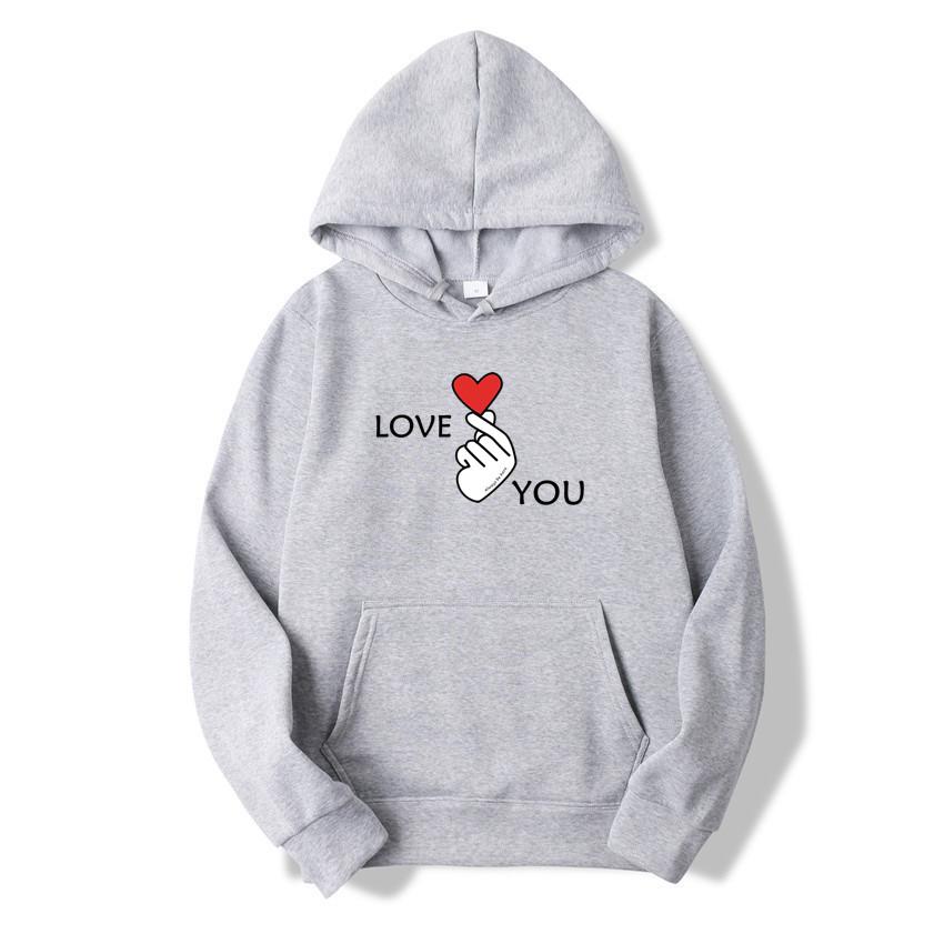 I Love You Letter Printed Hoodie Fashion Men's and Women's Sweater Brushed Super Large Couple Street Hoodie