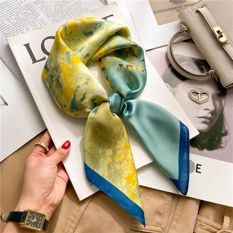 70*70cm Gedruckt Quadrat Schal Frauen Kopftuch Haarband Halstuch Kopf Hijab Dame Stirnband Foulard Tasche Band