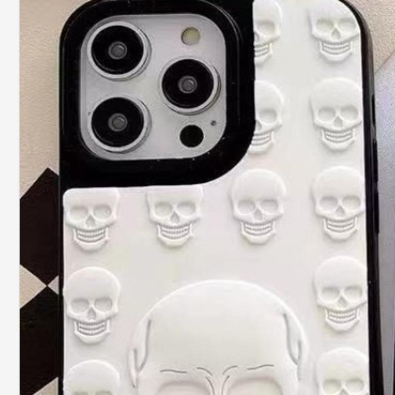 3D Cartoon Skull Silicone Case for Apple 15 Pro - Full Coverage Protective Skin