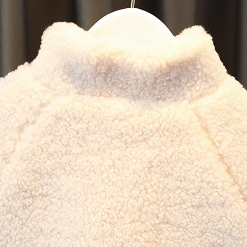 Solid Fur Kids O Coat Neck Full Sleeve Zipper Patchwork Puls Velect Thicken Children Winter Warm Casual Cute Jacket