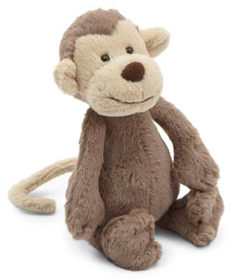Jellycat Bashful Monkey Small Plush Toy Sitting Height 15cm Brown