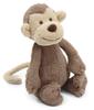 Jellycat Bashful Monkey S Plīša rotaļlieta, Sēdošs augstums 15cm, Brūna