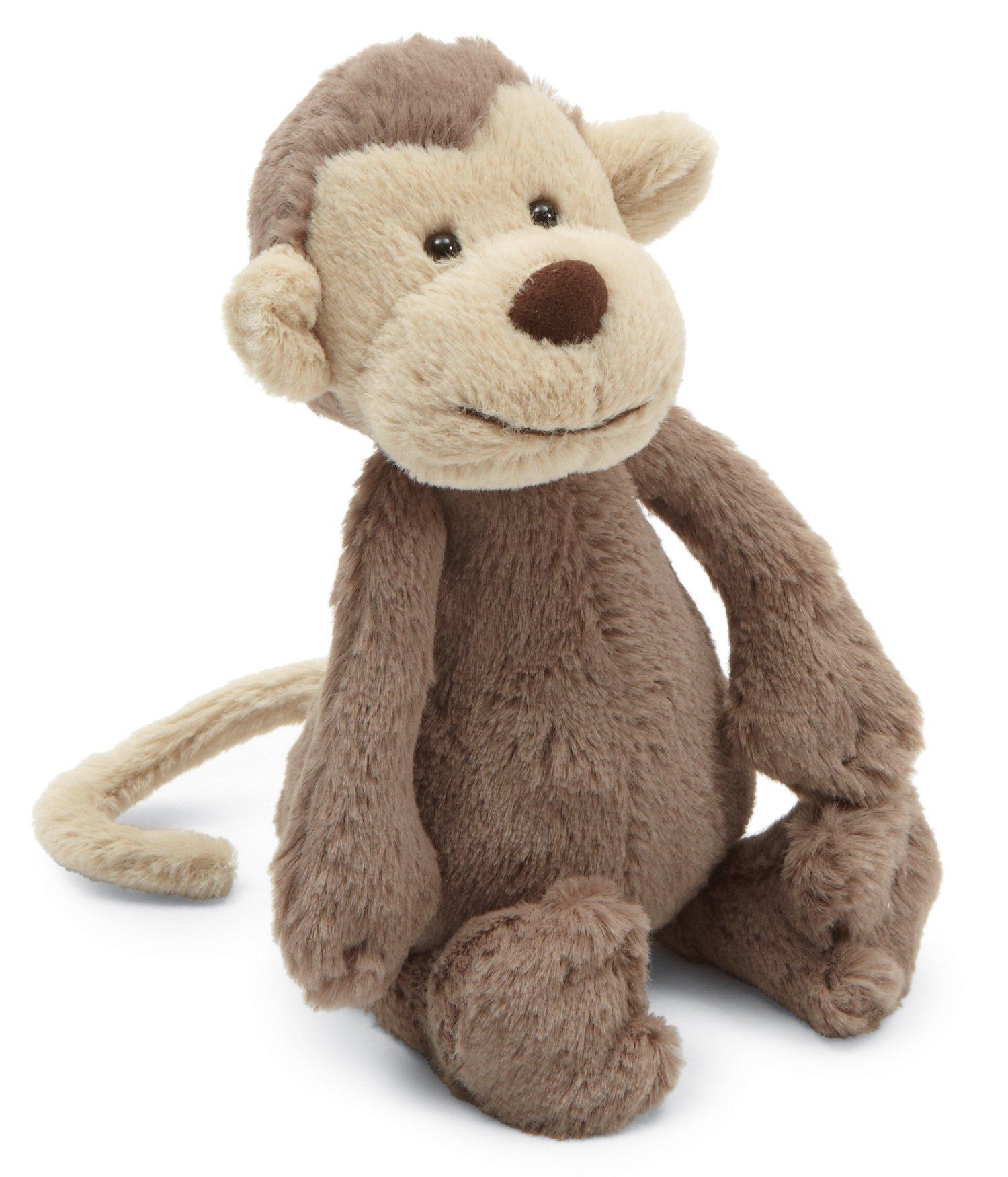 

Мягкая игрушка Jellycat Bashful Monkey S, высота в сидячем положении 15 см, коричневая