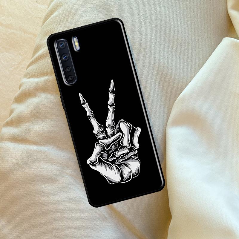 Skeleton Middle Finger Case For Oppo A96 A76 A16 A18 A38 A58 A78 A98 A74 A94 A54 A80 A60 A40 A15 A17 A57 A5 A6 Pro