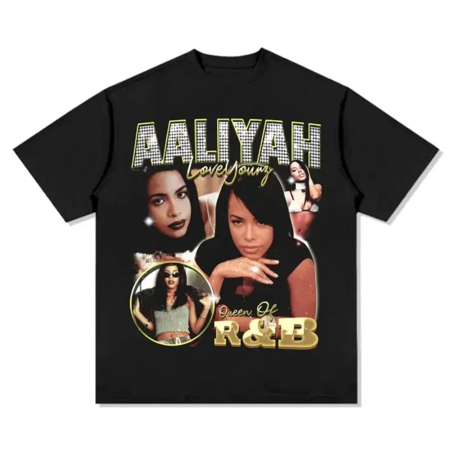 

2025 Mens Aaliyah Graphic Tee Cotton Shirt Men Women Short Sleeve Summer Round Neck Luxury Brand Streetwear Unisex S