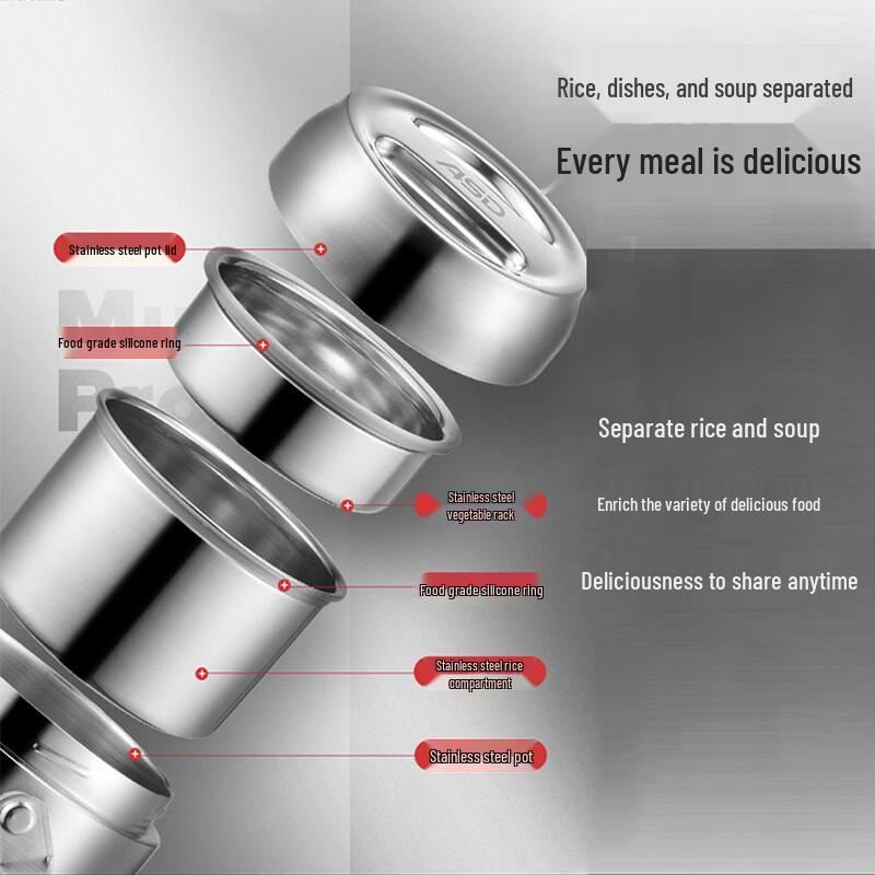 ASD Portable Double-Layer Stainless Steel Thermal Lunch Box