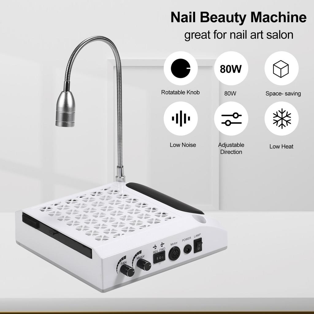 Nail Lamp+Nail Dust Collector Nail Drill Machine Dust Suction Cleaner Nails Art Salon Tools
