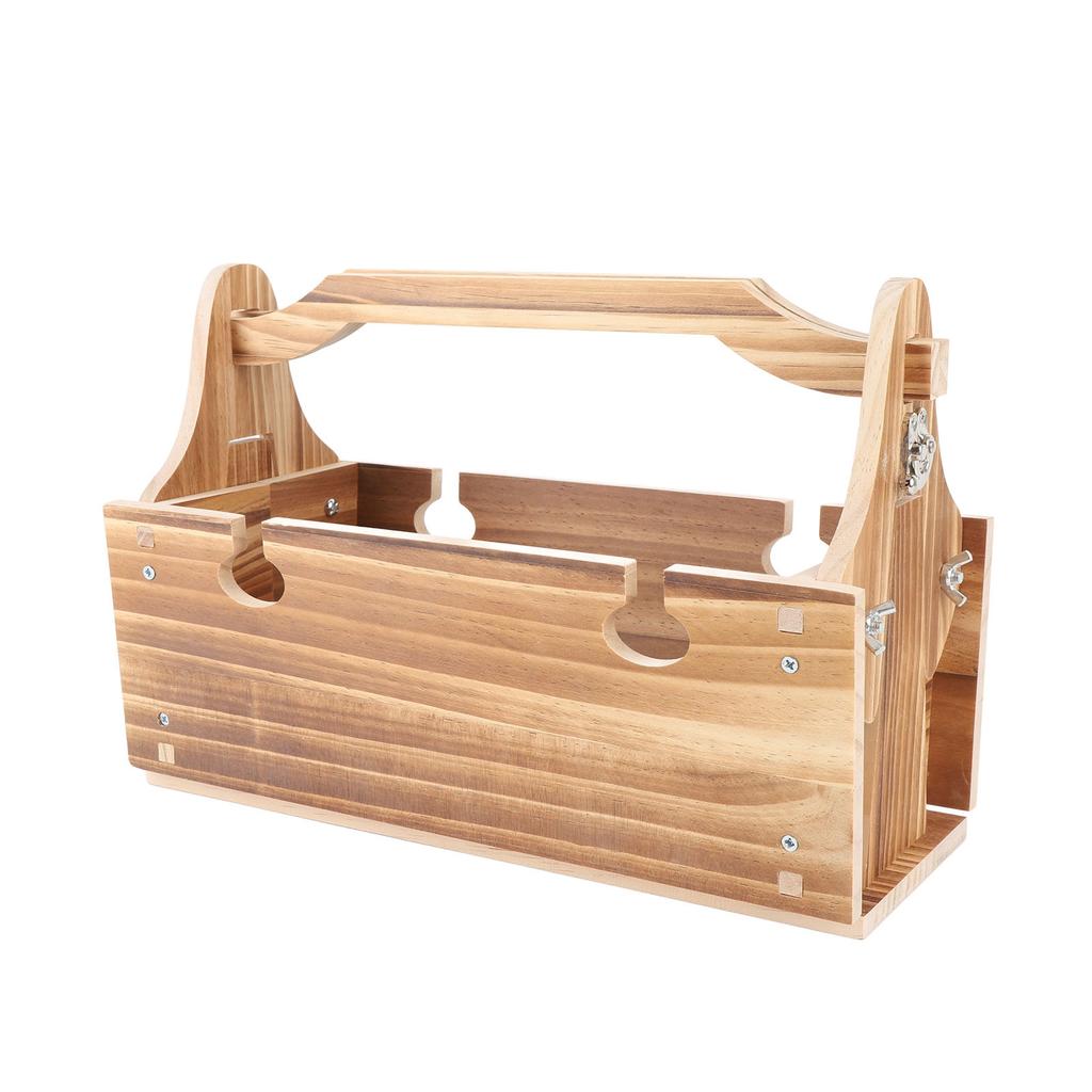 Wooden Folding Picnic Basket Table Outdoor Portable 2 in 1 Vintage with Wine Glass Holder
