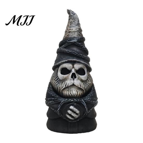 Desktop Display Statues 3D Printed Gothic Skull Gnome Ornament, Halloween Retro Spooky Ornaments for Home Decor Figurine and Garden Decoration, Unique