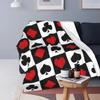 Playing Poker Card Flannel Throw Blanket Hearts Square Clubs Spades Fashion Cozy Bedspread Fleece Travel Super Soft Blanket King