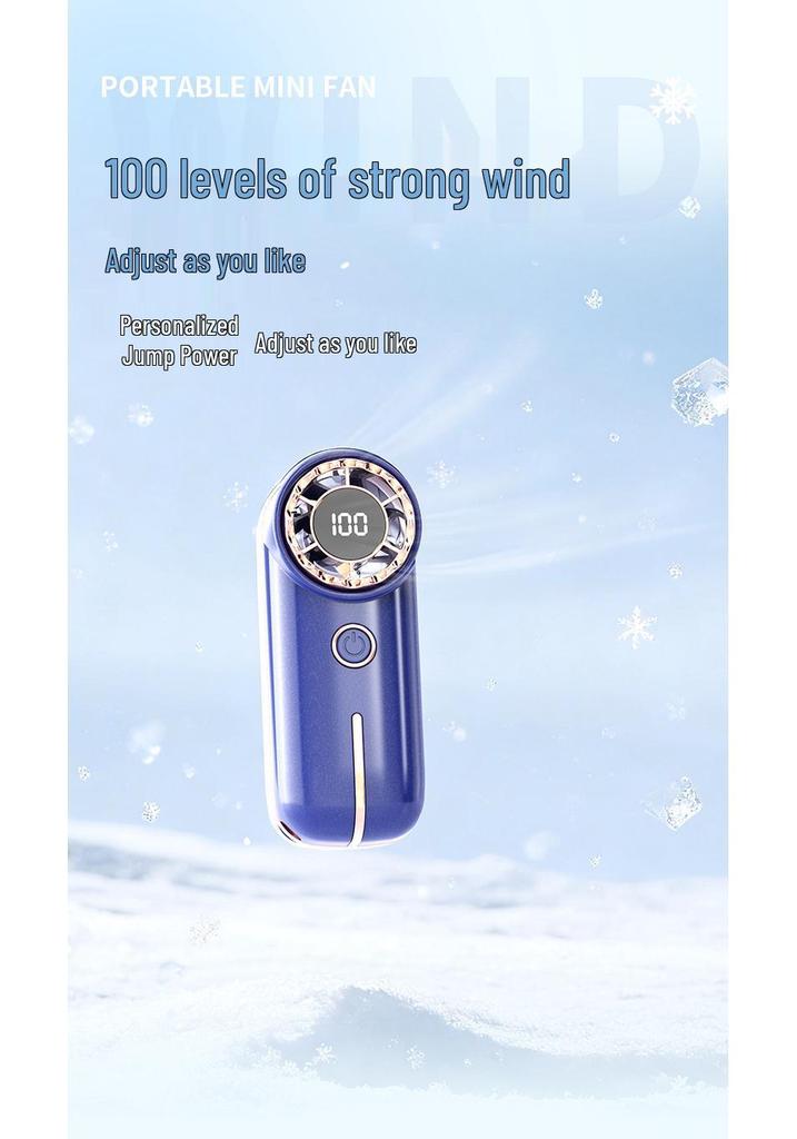Rechargeable Handheld Mini Fan with Digital Display - High-Speed, Strong Wind Turbine for Office Use