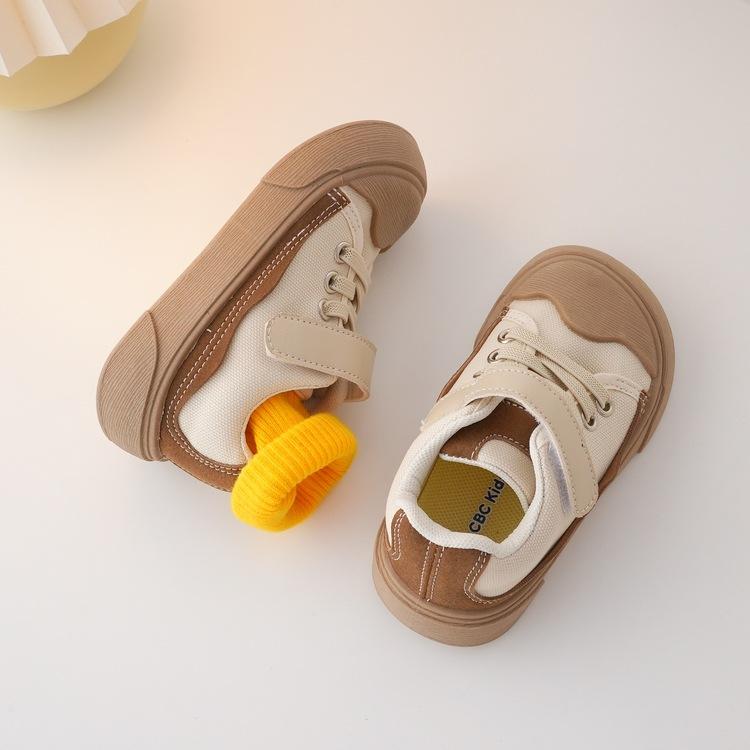 Children Canvas Shoes Boys Toe Protection Casual Shoes Girls Retro Style Soft Sole Nonslip Sneakers Size