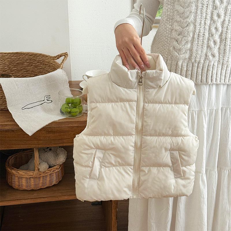 2026 Kids  Autumn/Winter Padded Stand Collar Vest for Boys & Girls 130 for height 110-120cm бежевый