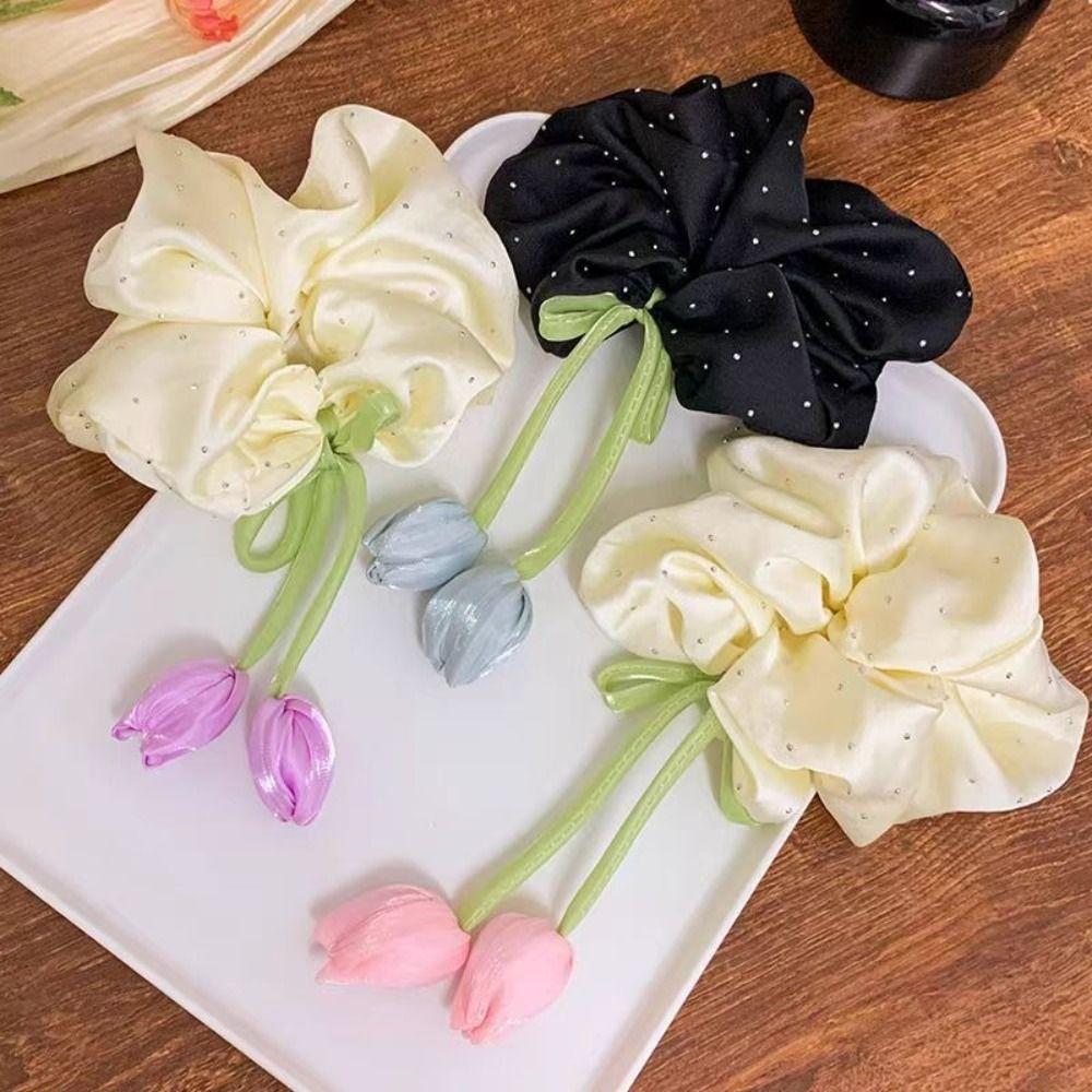 Elastic Material Tulip Headbands Spring Design Flower Elastic Hair Ties Fairy Style