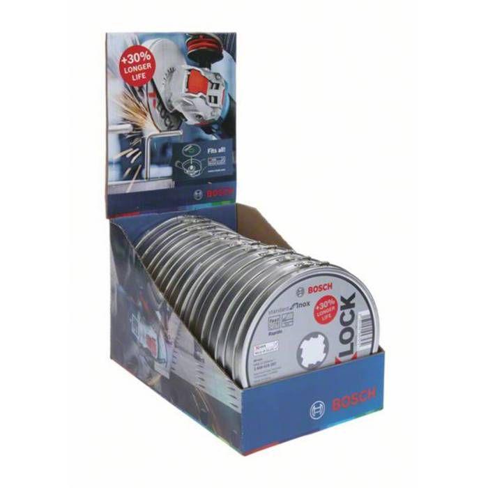 Disques à tronçonner - BOSCH - X-LOCK 125mm - Oxyde d'aluminium - Standard for Inox - 10 pièces