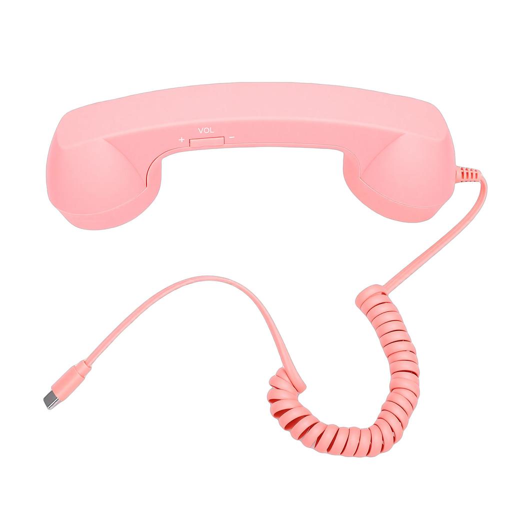 Retro Phone Handset Type C Wired Telephone Handset Handheld Receiver with Mic and Spker for Conference Call