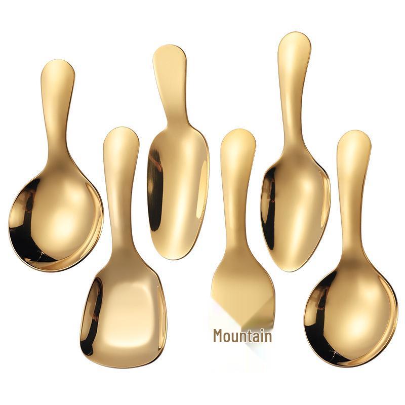 304 Stainless Steel Mini Spoon: Small Children's Ice Cream, Dessert, Short Handle Tea Spoon with Square and Pointed Heads.