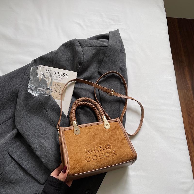 

Женская замшевая сумка-тоут высокого класса: Модная квадратная сумка кроссбоди на плечо 2025