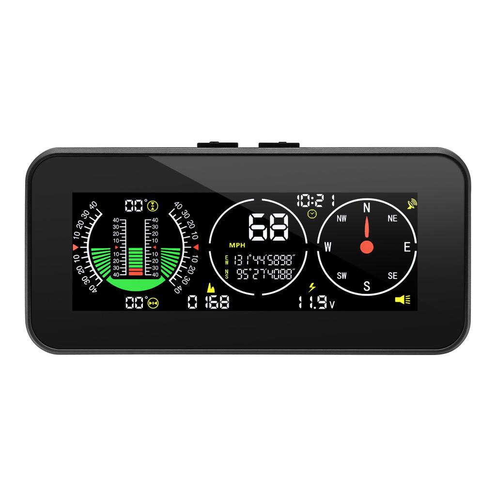 Car Head Up Display Digital Slope Meter GPS Inclinometer With Overspeed Alarm Compass Time Voltage Altitude Speedometer Gauge