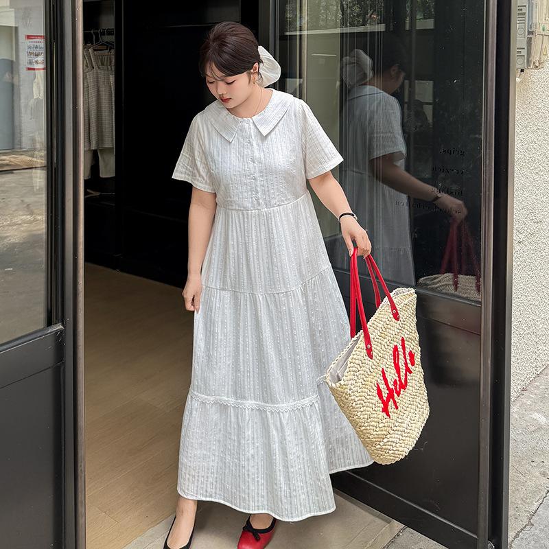 Large Size Women's Clothing College Style Literary Doll Collar Dress, Xiasen Thin Dress 142139