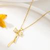 European & American Bow Necklace in Titanium Steel with Micro-Inlaid Zirconia - Elegant Women's Light Luxury Collarbone Chain.