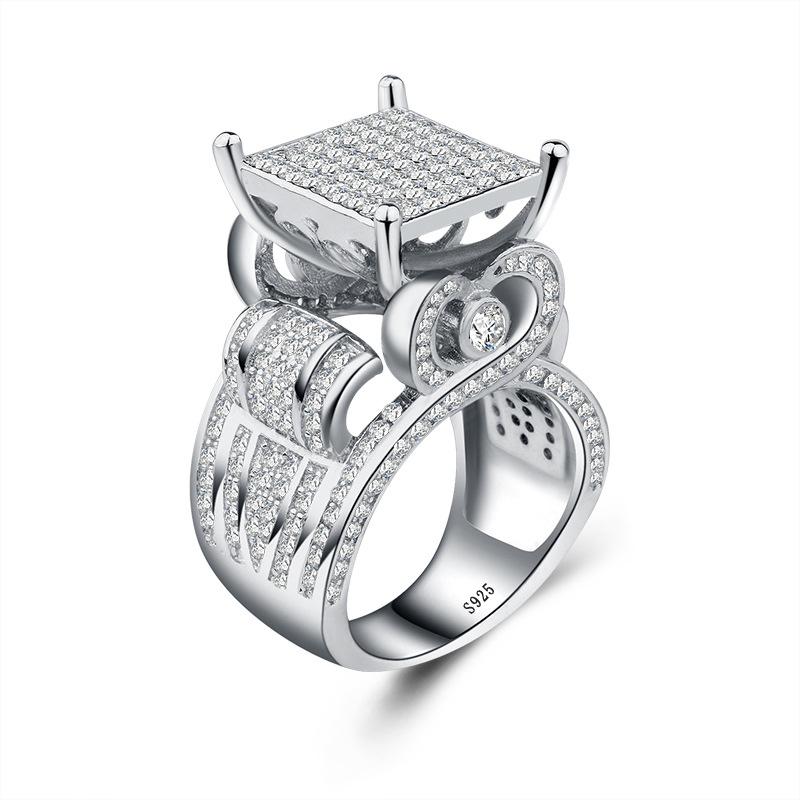 

2021 Fashion Engagement Handmade Gem 4ct 5A Zircon Stone Sterling Silver Wedding Band Rings For Women 10