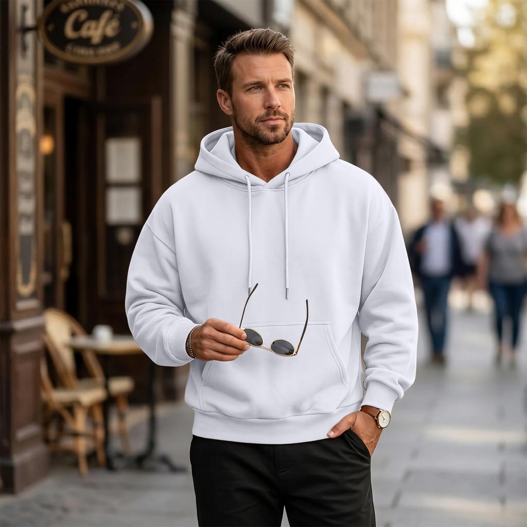 Men's Casual Hooded Long Sleeve Sweatshirt for Everyday Wear