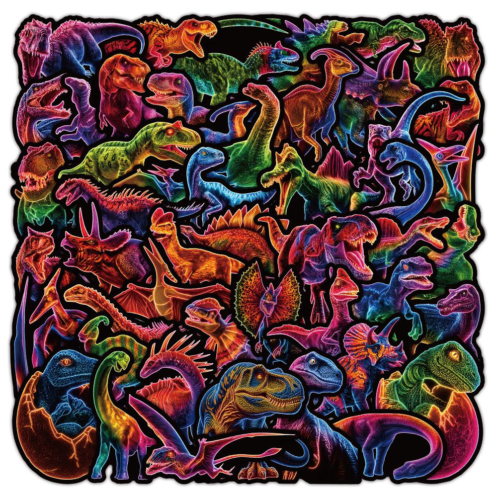 10/30/50pcs Cool Cartoon Neon Dinosaur Graffiti Stickers Decoration Decals Laptop Travel Luggage Phone Case Waterproof Sticker