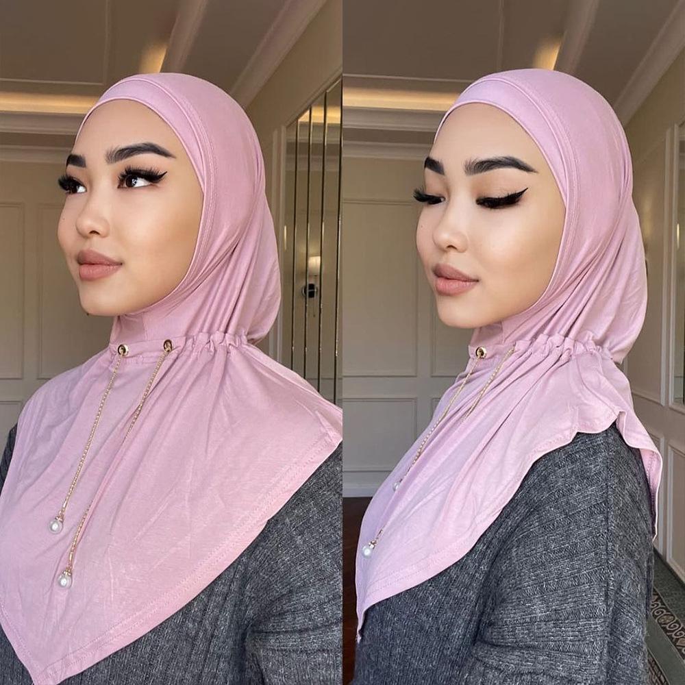 XQY500332 Middle Eastern Metal Chain Rhinestone Pullover Hat for Women - Fashion Ethnic Headscarf