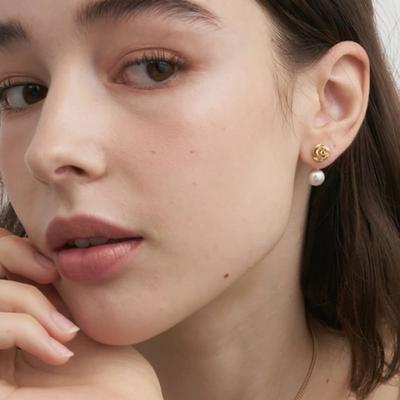 SOSOO Rose Pearl Drop Earrings