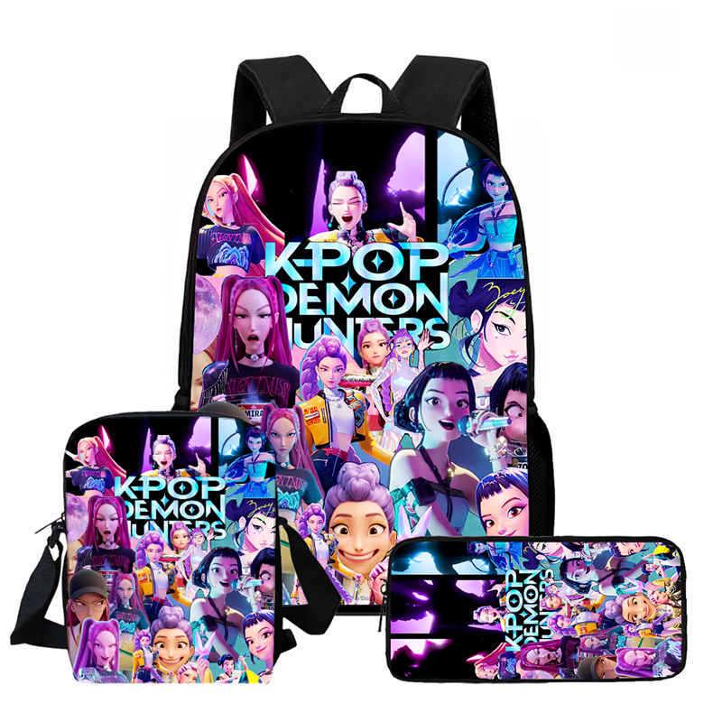 

Kpop Demon Hunter Girl Trendy Kids Backpack: HD Print, Large Capacity, Lightweight, Spine Protecting Student Bag