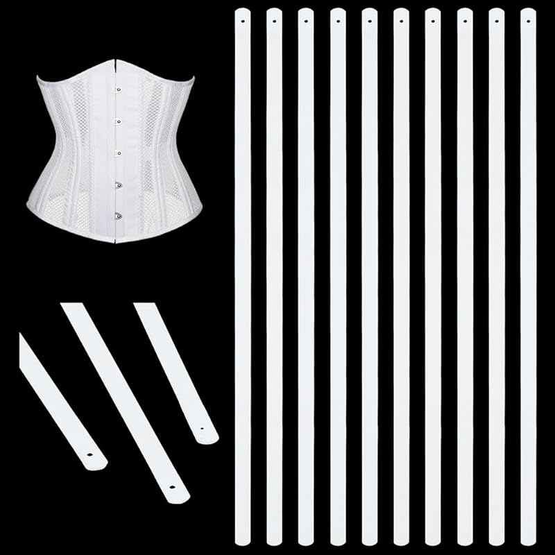 BENECREAT 10pcs White Metal Boning, 9.84 X 0.24 Inch Corset Strips White Webbing Boning for Bridal Dress Bustle Handmade Craft Wedding Dresses DIY