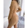 GMXIA Autumn and Winter Fashion Waist-cinching, Twisted Figure-hugging Dresses, Woolen Dresses and Women's Clothing