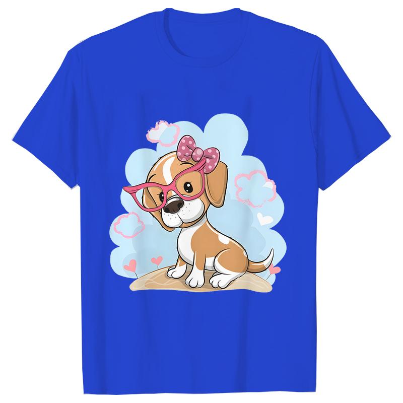 Kawaii Dog Print Women T Shirt Harajuku Ulzzang Fashion Streetwear Tees Cute Funny T-Shirts Graphic Y2k Tops Aesthetic Clothes