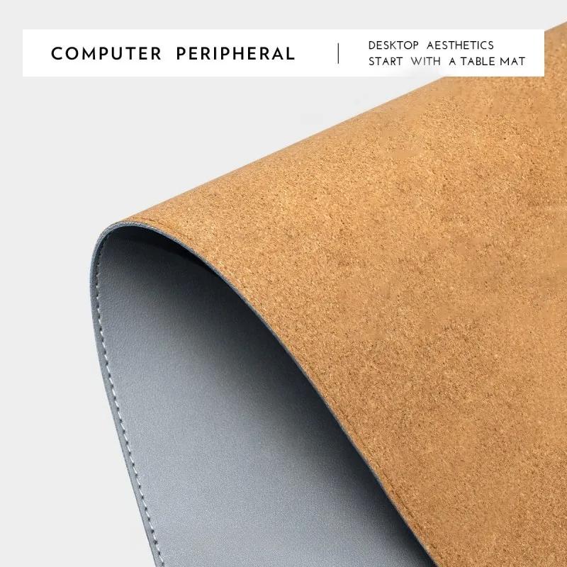 Anti-Slip Laminated Cork Desk Blotter, Premium PU Leather Large Mouse Pad for Office Laptop Desk Protection
