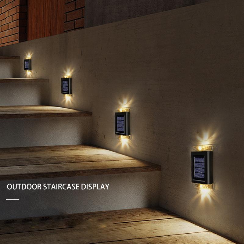 1/2/4pcs LEDs Solar Wall Lamp Outdoor Waterproof Garden Courtyard Decor Upper And Lower Glowing Light Solar Powered Wall Lights