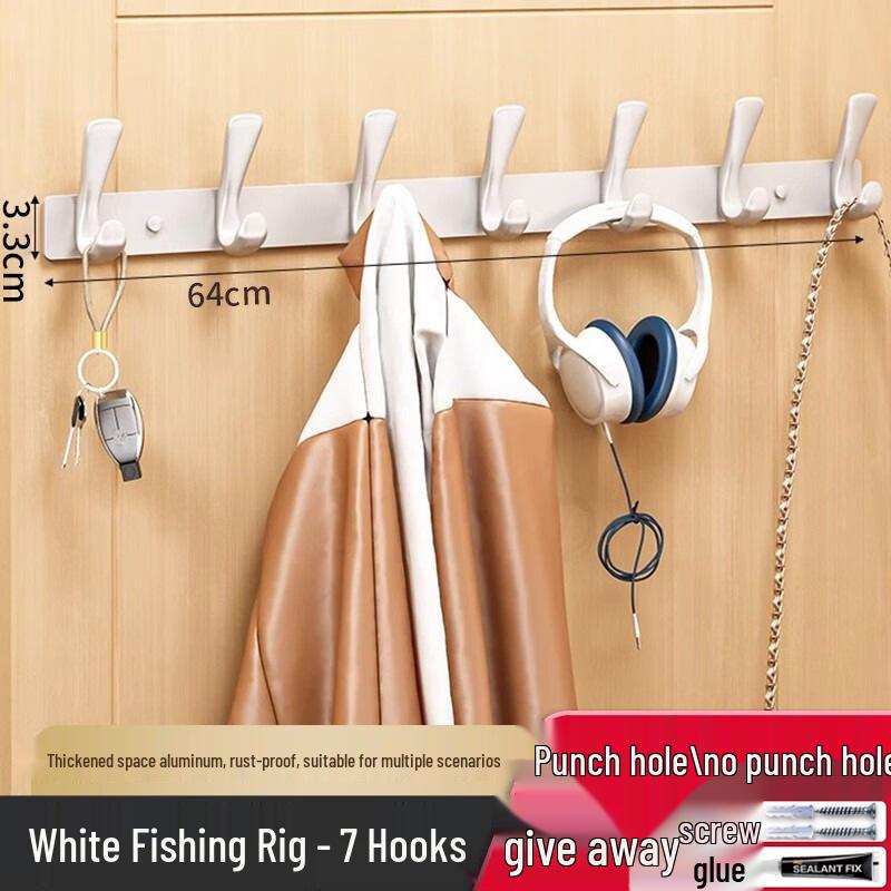 No-Drill Wall & Door Clothes Hook/Rack for Entryway